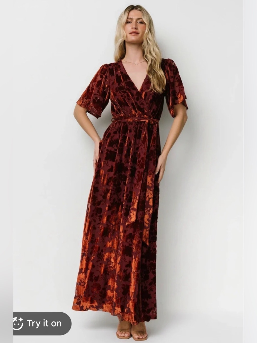 Baltic Born Uma Velvet Maxi Dress Copper Floral Size XL